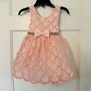 Couture Princess Infant Pink Floral Dress w Sparkle Belt Easter Spring
